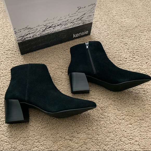 NEW Kensie Black Suede Heeled Bootie - Picture 10 of 14